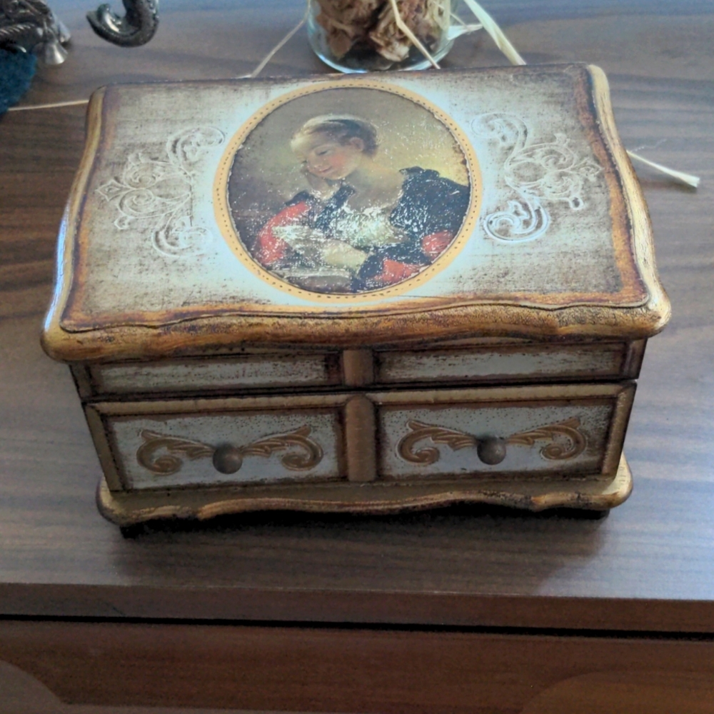 Vintage Florentine Music Jewelry Box